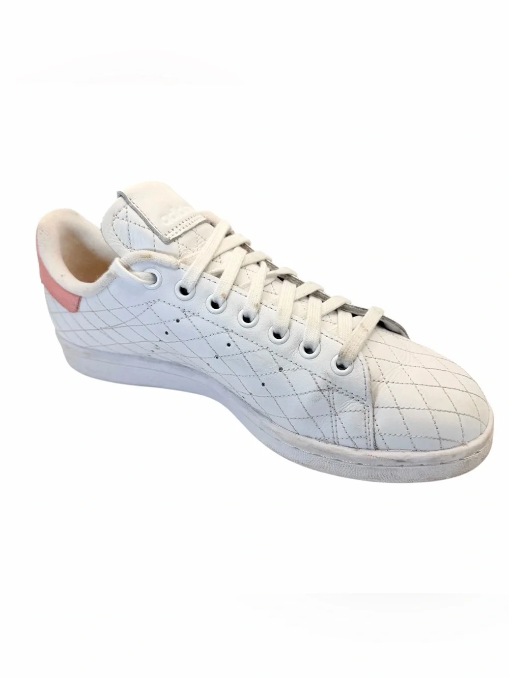 Adidas Stan Smith Quilted Leather Sneakers | White/Pink | Men’s Size 8.5